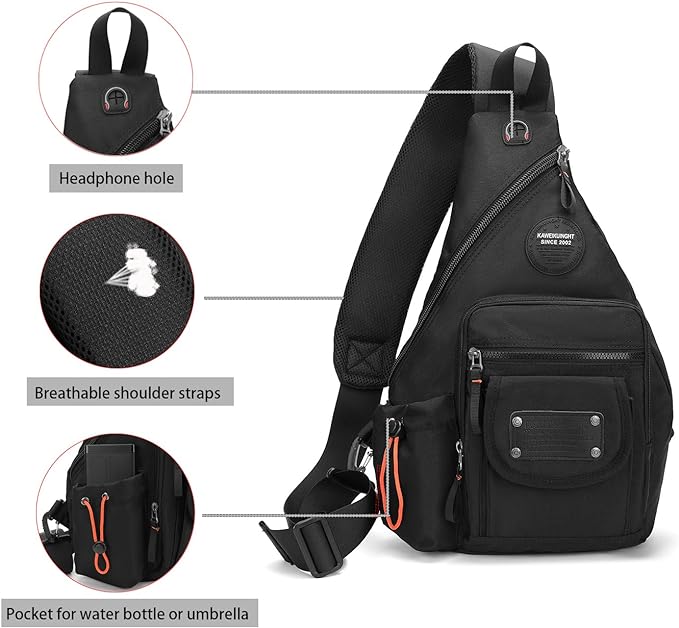 Large Sling Backpack, Sling Chest Bag Shoulder Crossbody Daypacks Fits 14.1-Inch Laptop for Travel Outdoor Men Women