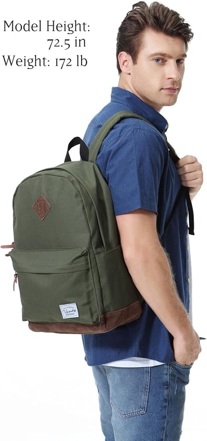 Backpack for Men Women,VASCHY Classic Water-resistant Lightweight Travel School Backpack Casual Daypack