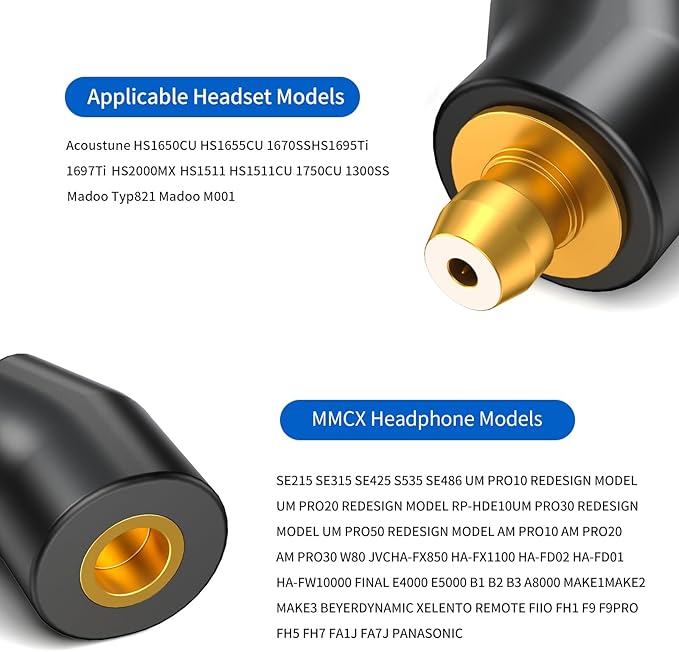 okcsc Ear Male to MMCX Female Headphone Adapter for Earbuds to MMCX Cable for Pentaconn Ear PE Mini Adapter for Acoustune HS1650CU HS1655CU 1670SS HS1695Ti 1697Ti HS2000MX 1 Pair Black