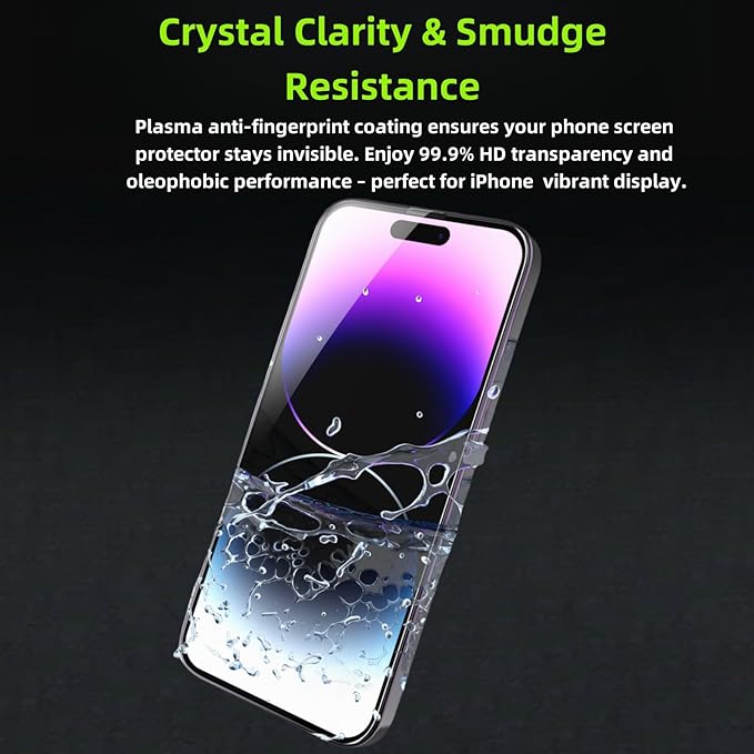2 Pack tempered glass screen protector for iphone 16 Pro， Tempered Glass Screen Protector, Protector de Pantalla, 9H Hardness, Bubble-Free, Easy Install Kit（iphone 16 Pro