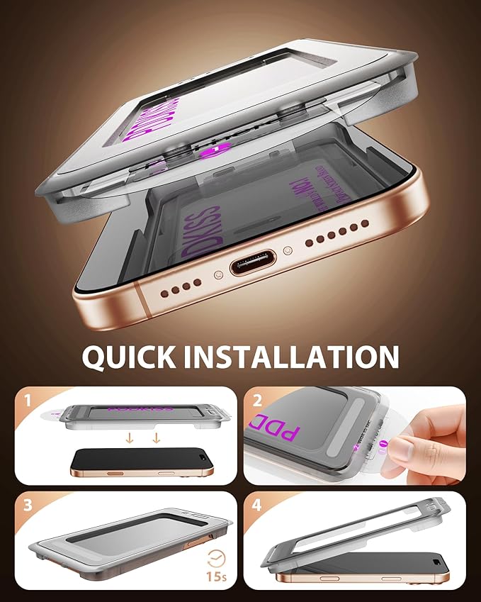 2 Pack Privacy Screen Protector for iPhone 17 Air Tempered Glass 6.5 Inch + 2 Pack Lens Protector Anti-Spy Anti-Glare HD Easy Installation