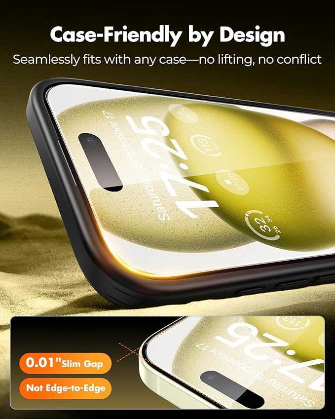 UNBREAKcable 2+2 Pack for iPhone 15 Plus Screen Protector & Lens Protector 【Military-Grade】【Easy Install】【Efficient Night Shot】9H+ Shatterproof Tempered Glass Film,Bubble-Free&Anti-Fingerprint ,Case Friendly-6.7 inch