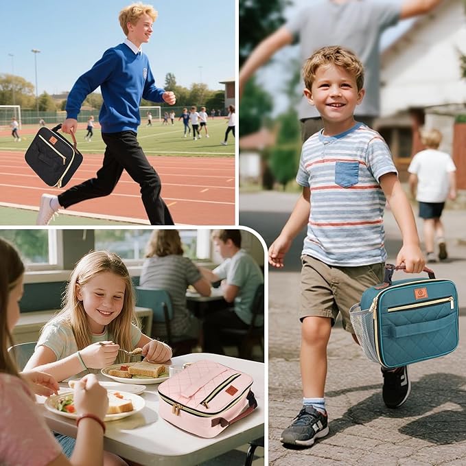 Genteen Lunch Box for Men Women Adults Kids - Insulated LunchBox Reusable, Zip Closure & Buckle Handle, Portable Cooler for Work, School, Travel (Teal)