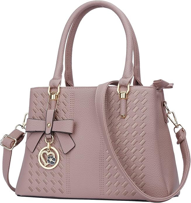 KKXIU Women Satchel Bags Handle Shoulder Handbags and Purses Pockets Zipper Leather Crossbody Bags