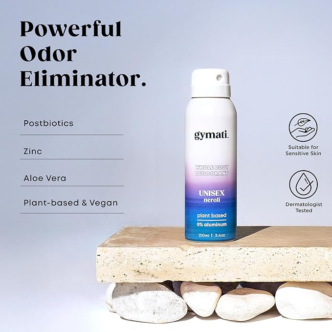 Fitness Deodorant Spray for Men & Women - Aluminum-Free - All Day Ultimate Odor Protection - Built For Sweat - Air-Powered - Vegan & Plant-Based - Made in USA - Unisex - 3.4oz Travel Size