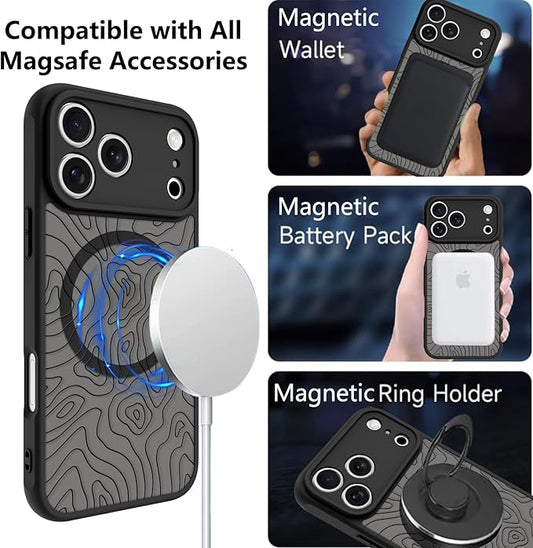 KANGHAR Case Compatible with iPhone 17 Pro Max Curly Line Pattern [Compatible with Magsafe] Cute Spiral Ripples Protective Magnetic Case for Girls Women Men 6.9"