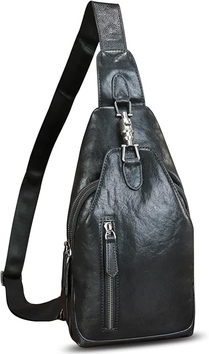 Genuine Leather Sling Bag for Women and Men Vintage Handmade Leather Sling Backpack Fashion Crossbody Bag Chest Purse