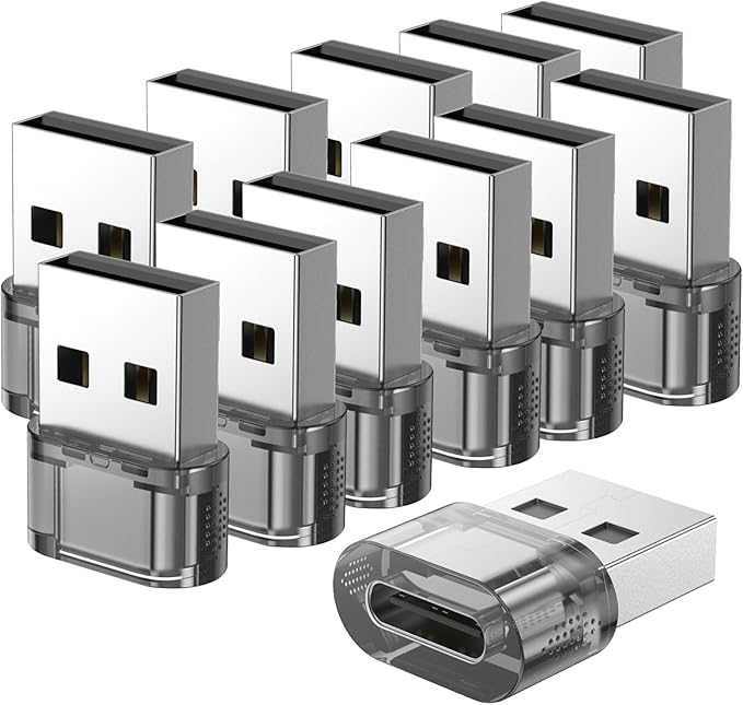 USB Male to USB C Female Adapter 12 Pack,USB to USB C Charger and Date Connector for Apple iPhone16/15 /iPad/Galaxy/Apple Watch/Pad Air/Laptop/Car/Charger/CarPlay/Wall Plug/Quest Link etc.