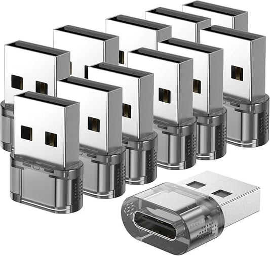 USB Male to USB C Female Adapter 12 Pack,USB to USB C Charger and Date Connector for Apple iPhone16/15 /iPad/Galaxy/Apple Watch/Pad Air/Laptop/Car/Charger/CarPlay/Wall Plug/Quest Link etc.