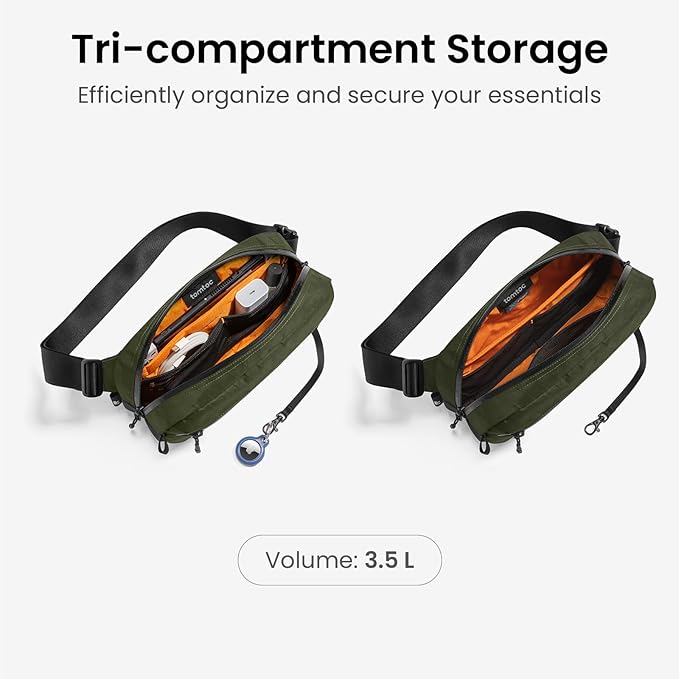 tomtoc 3.5L X-Pac Sling Bag with RFID Blocking, Crossbody Bag Minimalist Chest Shoulder Pack for Men/Women, Water-resistant Lightweight Casual Funny Pack for Travel/Daily Commute