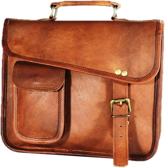 Men's Genuine Leather Small Briefcase Messenger Satchel Ipad Tab Tablet Bag 11 compatible with Apple product