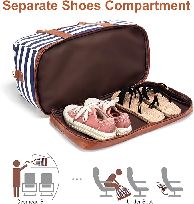 Weekender Bag for Women Canvas Overnight Bag Large Travel Tote Bag Carry on Shoulder Duffle Bag With Shoe Compartment,Perfect for Travel/Daily Use/Birthday Gift …