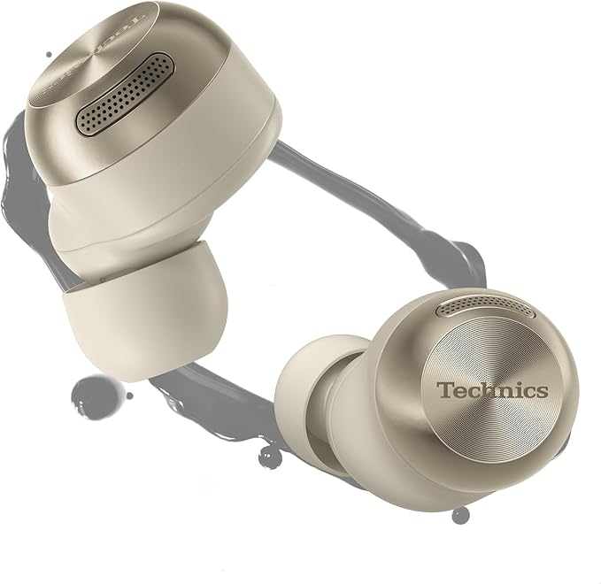 Technics Reference Class Hi-Fi Wireless Earbuds,Dolby Atmos with Head Tracking,Adaptive Noise Cancelling,3 Device Multipoint, 10-hr Battery,Wireless Charging,Improved Fit -EAH-AZ100-N (Champagne)