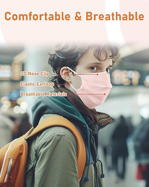 Face Masks Disposable 100 Pack, 4 Ply ASTM Level 3 Medical Grade, Breathable for Adult Outdoor Protection, Individually Wrapped for Home, School & Office, Forest Retreat