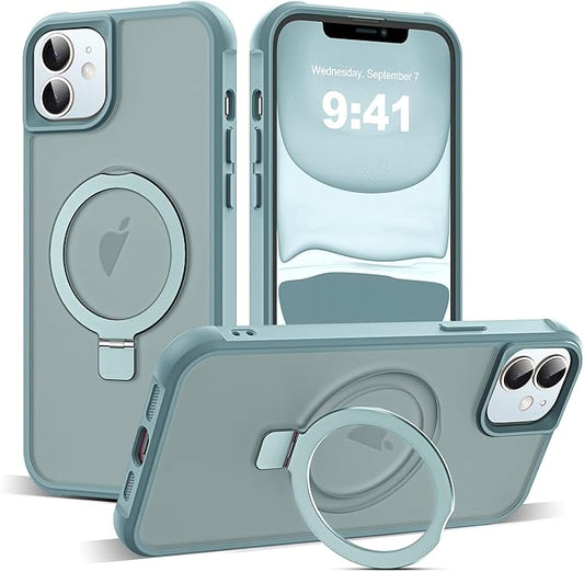 Compatible with iPhone 11 Case with Invisible Magnetic O-Ring Stand Military-Grade Translucent Case for iPhone 11 6.1" [Compatible with Mag-Safe][Great Grip Feeling], Blue
