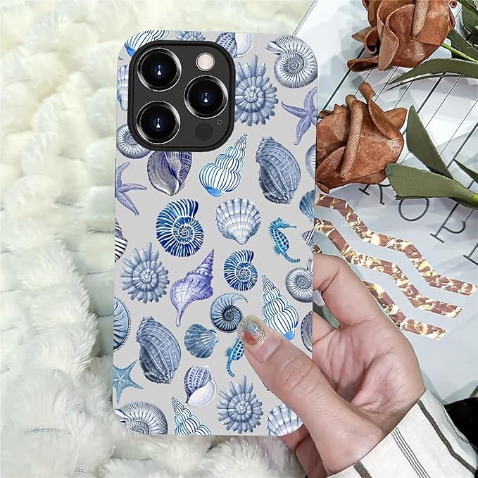 Case for iPhone 14 Pro,Summer Beachy Seashell for Woman Men Full Body Protective Cover Shockproof 2 in 1 Silicone + Hard PC Case for iPhone 14 Pro