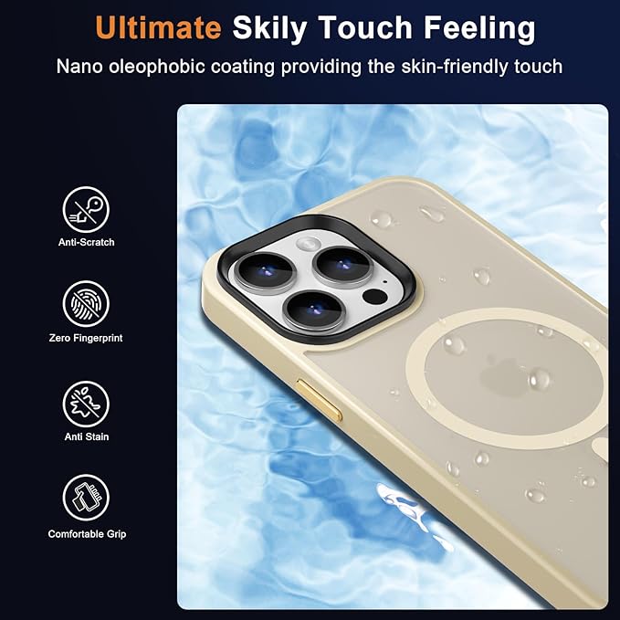 MOCCA Strong Magnetic for iPhone 12 Pro Max Case,[Compatible with Magsafe][Glass Screen Protector+Camera Lens Protector] Slim Thin Shockproof Cover Phone Case for iPhone 12 Pro Max 6.7", Light Gold