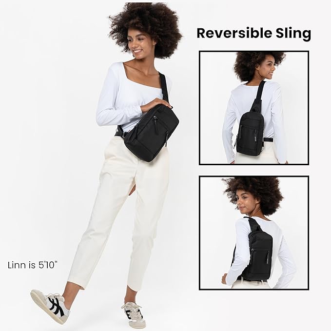 Sherpani Metro, Anti Theft Sling Bag, Sling Backpack, 5L Travel Bag, Shoulder Chest Purse, Crossbody Backpack for Women, Metal Hardware, Travel Gift (Carbon)