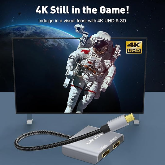 Mini DisplayPort to Dual DisplayPort Adapter | 4K 60Hz High-Speed Thunderbolt 2 (DP) Male to 2 DP Female Splitter Extended Display Adapter, for MacBook Air/Pro, Mac mini, Surface Pro/Dock