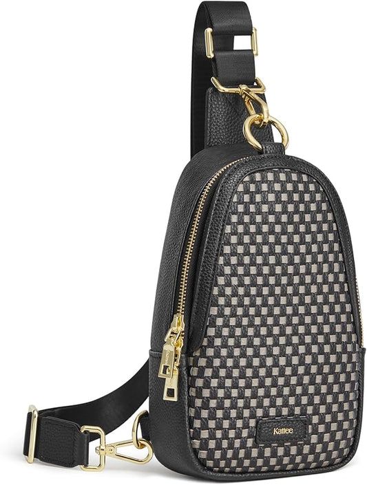 Kattee Sling Crossbody Bag for Women, Leather Fanny Pack Crossbody Sling Bags, RFID Purse Chest Bag Small Daypack for Women