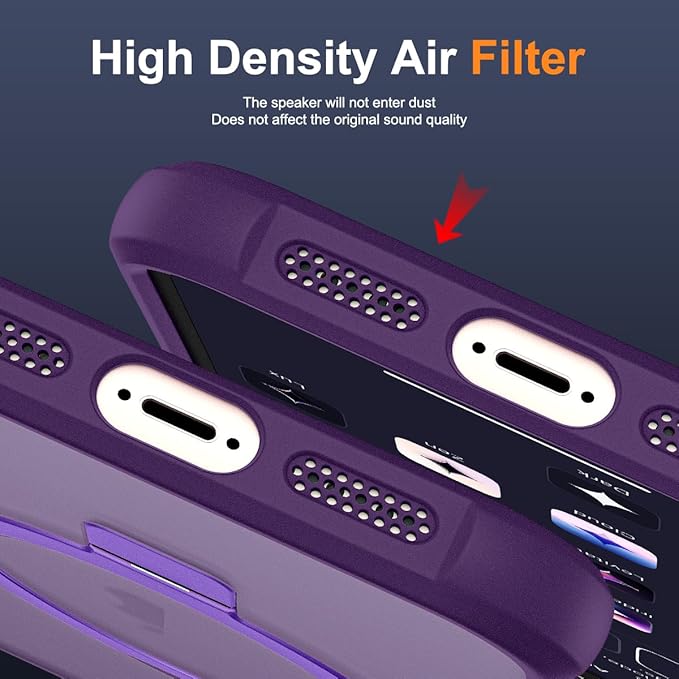 Compatible with iPhone 16E Case with Invisible Magnetic O-Ring Stand Military-Grade Translucent Case for iPhone 16E 6.1" 2025 [Compatible with Mag-Safe][Great Grip Feeling], Purple
