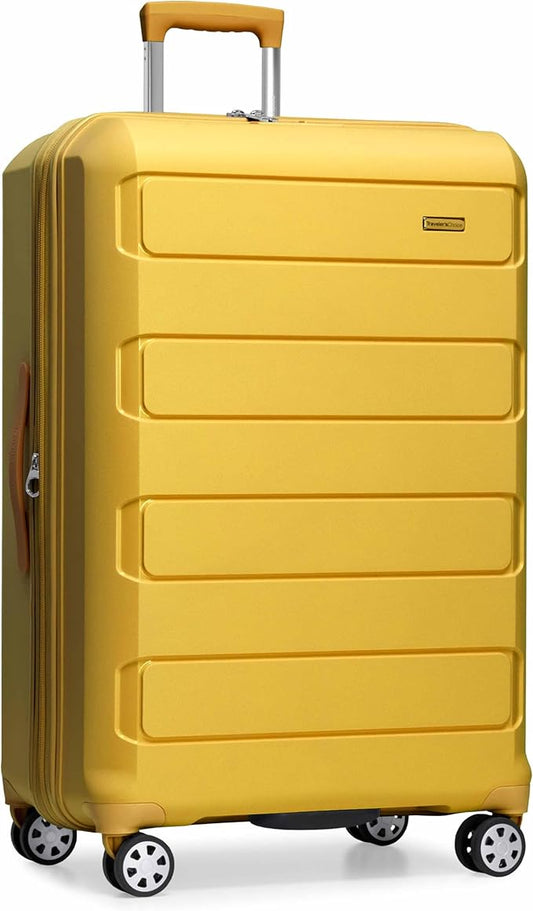 Traveler's Choice Pagosa Indestructible Hardshell Expandable Spinner Luggage, Yellow, 30-Inch Large