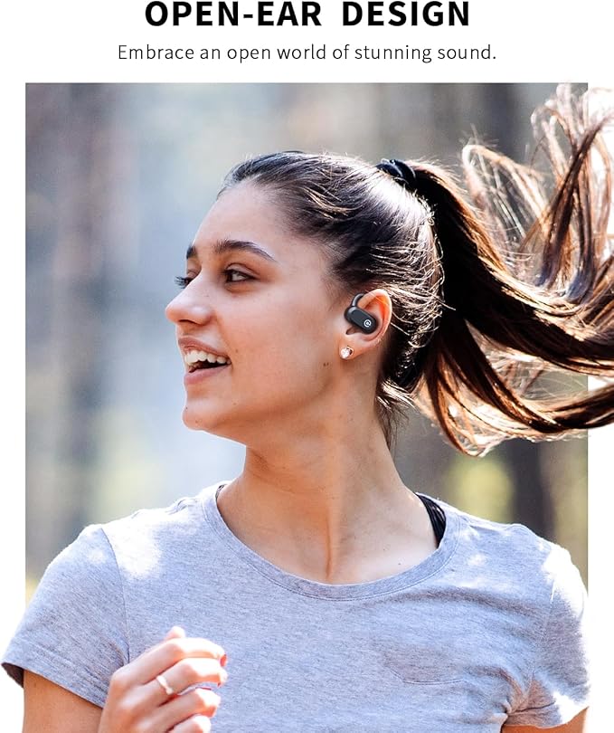 CXK Open Ear Earbuds Bluetooth 5.4 Bone Conduction Headphones, True Wireless Headphones with 60Hrs Stereo Sound, 0.27oz Lightweight Design Open Earbuds with Mic, IPX6 Waterproof Fit Running, Black