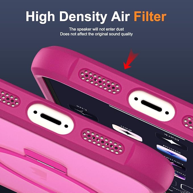 Compatible with iPhone 16E Case with Invisible Magnetic O-Ring Stand Military-Grade Translucent Case for iPhone 16E 6.1" 2025 [Compatible with Mag-Safe][Great Grip Feeling], Rose