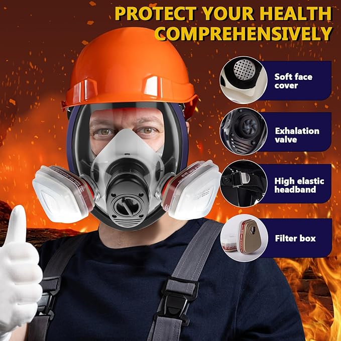 Gas Masks - Gas Masks Survival Nuclear and Chemical with 40mm Activated Carbon Filter&6001CN Filters for Chemical