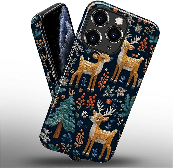 Case for iPhone 11 Pro Case,Cute Christmas Reindeer Design - Hybrid Dual Protection Silicone + Hard PC Shockproof Full Body Cover Slim Anti-Scratch Protective Case for Men Women