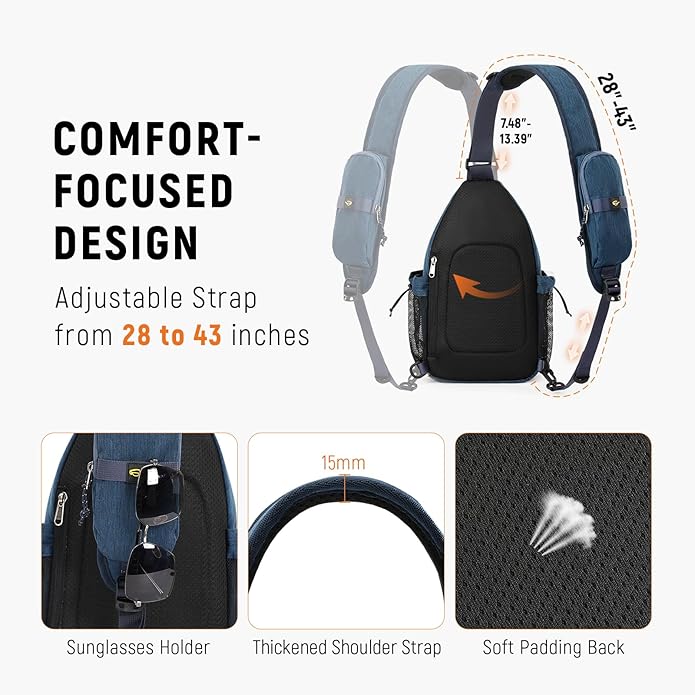 SKYSPER Sling Bag Anti-Theft Crossbody Bag RFID Travel Cross Body Shoulder Sling Backpack