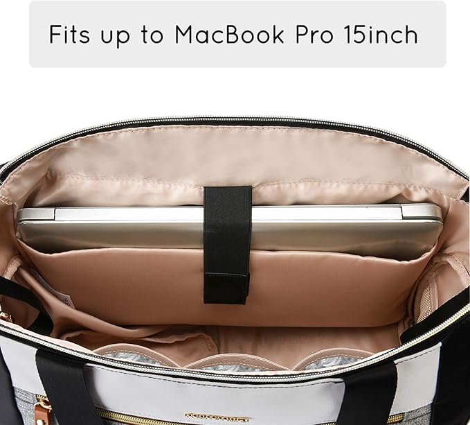 mommore Breast Pump Bag Diaper Tote Bag with 15 Inch Laptop Sleeve Fit Most Breast Pumps Like Medela, Spectra S1,S2, Evenflo
