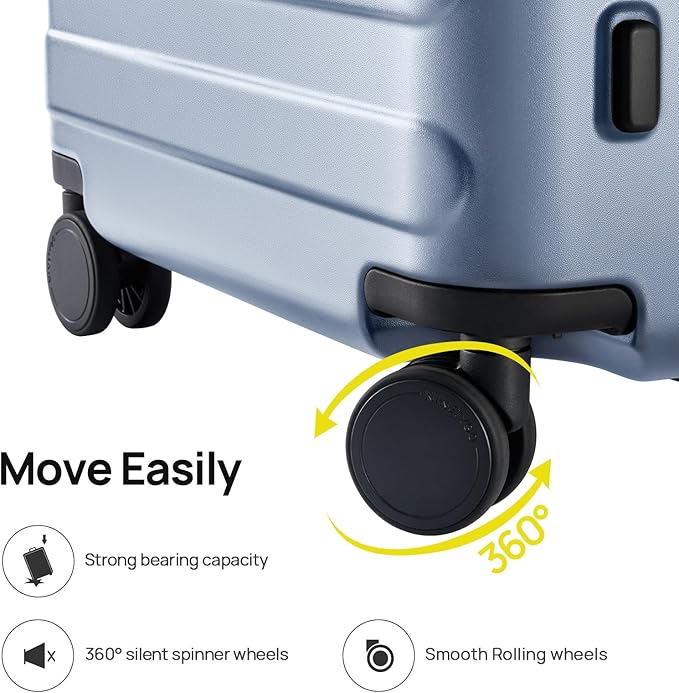 NINETYGO Medium Checked Luggage 26 Inch, Checking In Luggage with Smooth Spinner Wheels, Lightweight, Hard Shell PC Suitcase, Lightweight Travel Luggage, TSA Approved (Shadow, Rhine Basic)