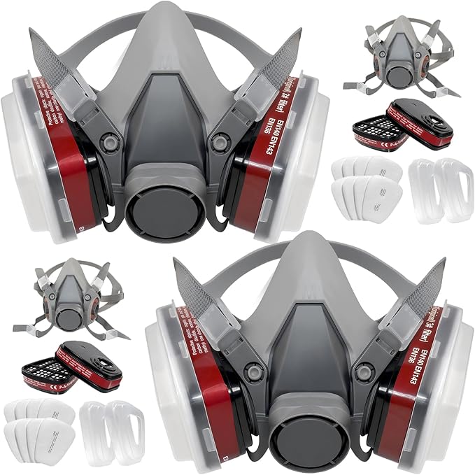 Full Face Respirator Mask - Gas Mask with Filter Cartridges for Painting, Sanding, Asbestos, Fume, Resin and Dust