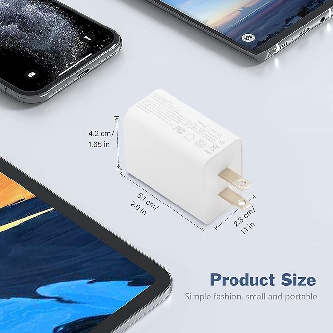 Dual USB C 33W Fast Wall Charger Mini Block QC3.0 Compatible with iPhone iPad Samsung Pixel and More
