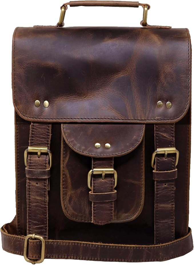 jaald Genuine Leather Messenger Bag Vintage Laptop Crossbody Bag Satchel Man Purse Shoulder Bag for man woman office bag