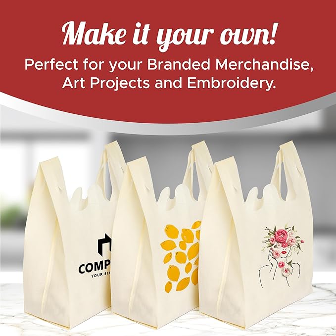 Simply Cool 50 Pack Reusable Eco-Friendly Grocery T-Shirt Shopping Bags 21.5”x12.2”x7.2”, Durable, Recyclable Shopping Bags Washable, Foldable, Portable Tote Bags Bulk