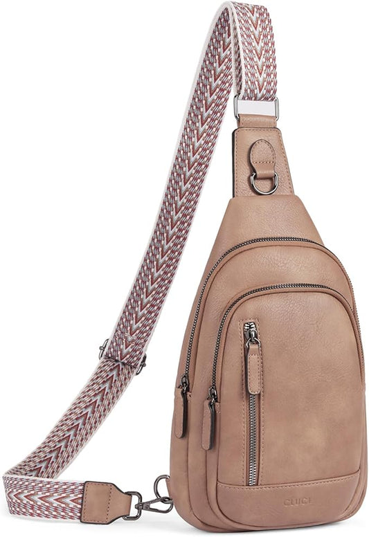 CLUCI Crossbody Bags for Women Men,Leather Sling Bag Cross Body Backpack for Woman Gifts for Women Birthday Unique
