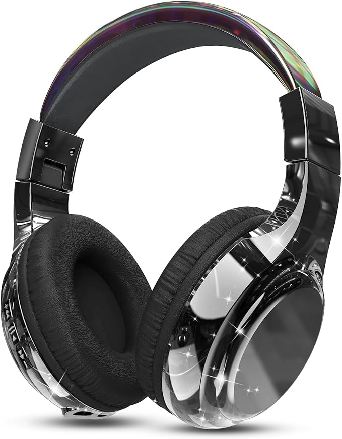 QearFun Kids Bluetooth 5.3 Headphones, Wireless Metallic Gradient Headset, Lightweight Foldable On Ear Headphones with Aux Cord, Fast Charging, Built-in Mic, for School/Travel/Tablet/iPad