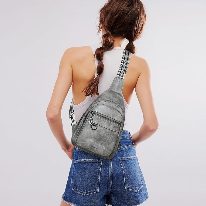 7L Sling Bag for Women Men Vegan Leather Crossbody Bags Fanny Pack Purse Backpack Over Shoulder Bag Travel Anti Theft