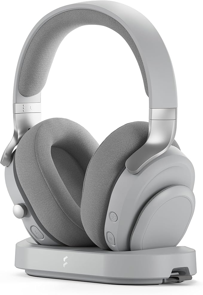 Fractal Design Scape Light - Wireless PC Gaming Headset - Detachable Flip-to-Mute Microphone with Noise Cancellation - Battery Life Up to 40 Hours - Configurable Ambient Lighting - Gray