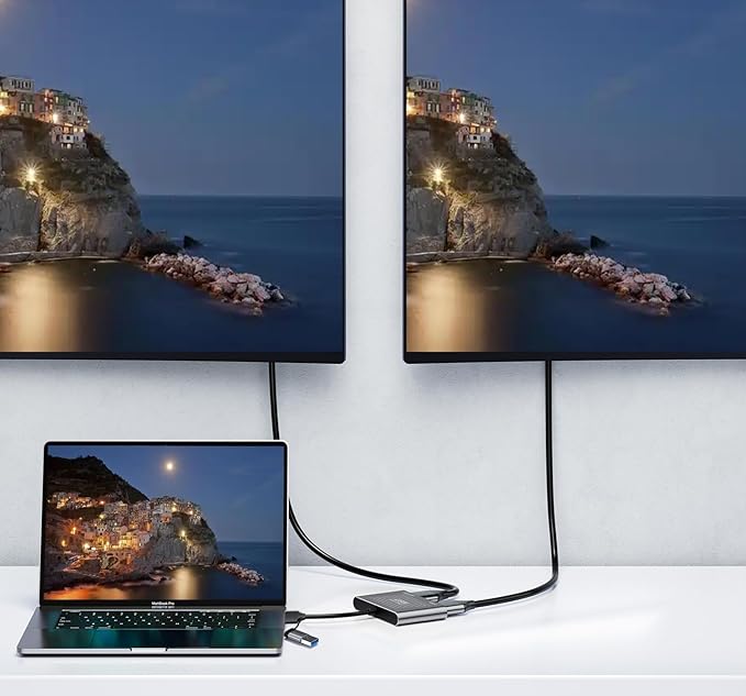 USB HUB with Dual HDMI,USB A to HDMI and USBC to hdmi Ports UABA/C to HD 1080P/60Hz +4K30Hz(USB A/C to Dual hd HUB)