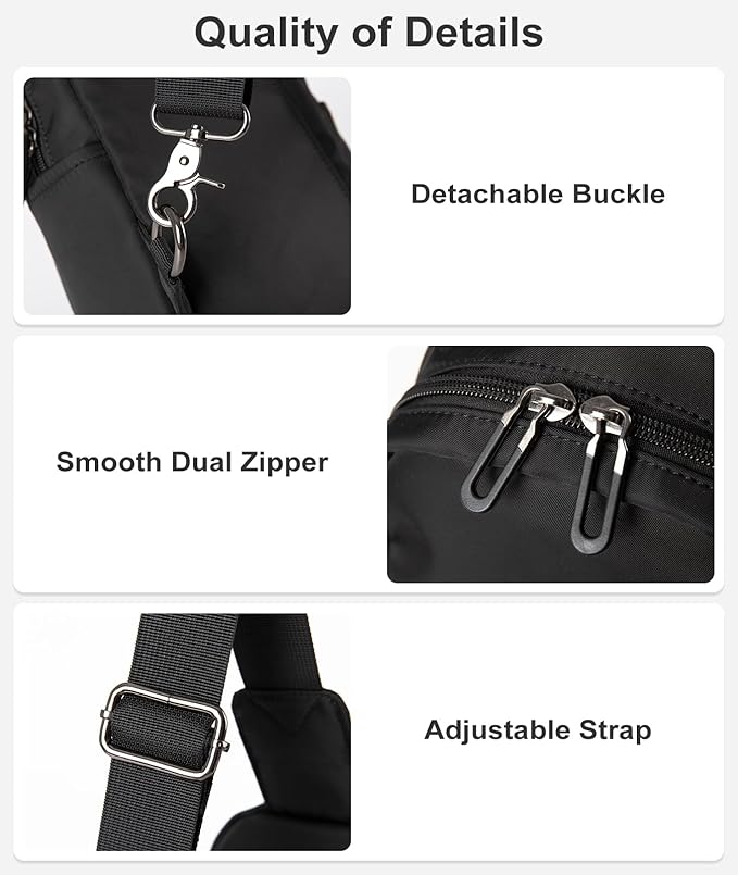 Sling Bag for Men Samll Crossbody Backpack 4.7L Black Anti theft Sling Bags Every Day Pack for Travel Hiking Daily Casual