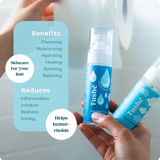 Toilet Paper Spray (2-Pack) – Flushable Wet Wipe Alternative for Sensitive Skin – Unscented, Septic Safe – Aloe Vera, Witch Hazel & Vitamin E – 118ml (4 fl oz)