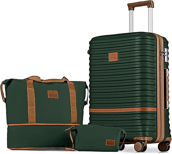 Joyway 24 Inch Checked Luggage, Expandable Suitcase with Spinner Wheel, 3 Piece Hard Shell Luggage Set with TSA Lock(Green)