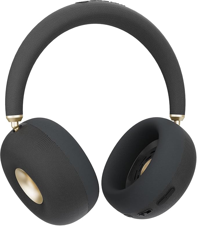 Open Ear Wireless Headphones, Bluetooth 5.3 Over-Ear with Removable Noise-Canceling Ear Caps, Dual-Driver HiFi Sound, 24H Battery Life Comfortable Fit, Type-C Fast Charging for Travel, Work, Office