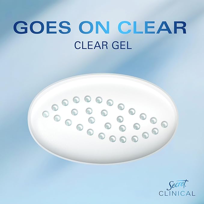 Secret Clinical Strength Antiperspirant Deodorant for Women, 3X Stress Protection, 72hr Sweat & Odor Protection, PH Balancing Minerals, Clear Gel, Completely Clean Scent, 2.6 oz