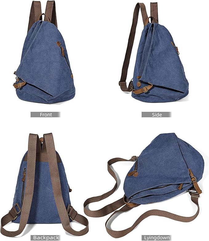 KL928 Canvas Vintage Backpack – Large Casual Daypack Outdoor Travel Rucksack Hiking Backpacks for Men Women