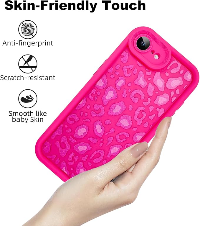 KANGHAR Case for iPhone 16e Leopard Printed Pattern Cute Cheetah Phone Case Soft TPU Shockproof Protective Cover for iPhone 16e 6.1 Inch Hot Pink