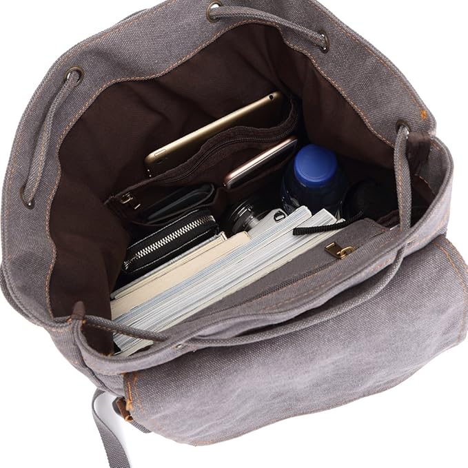 Bluboon Vintage Backpack Leather Trim Casual Bookbag Men Women Laptop Travel Rucksack